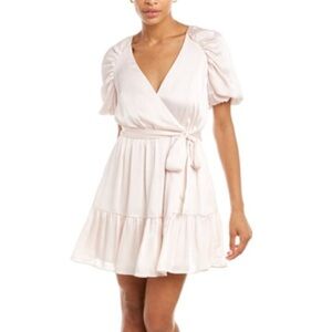 NWT Ted Baker Puff Sleeve Faux Wrap Mini Dress Loueese Blush Pink Sz 1 US S